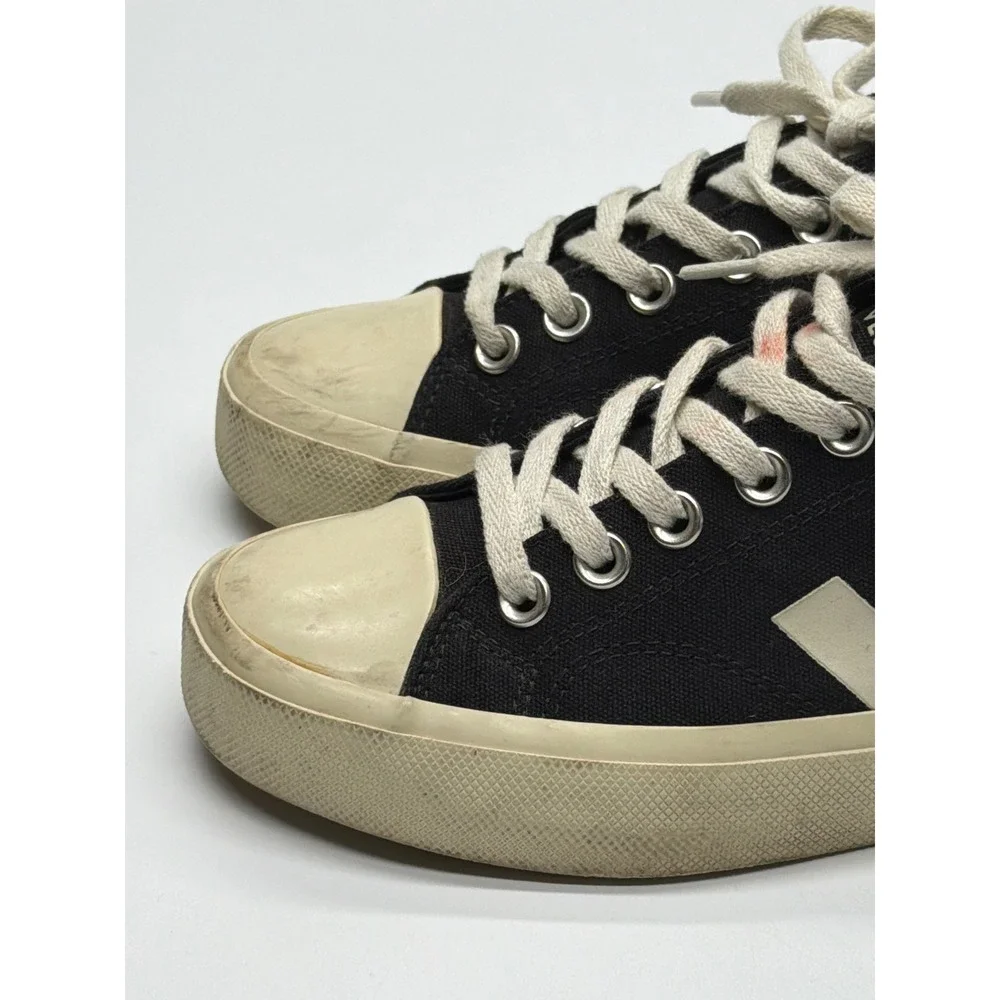 Veja Nova Black Canvas Low Top‎ Sneakers Women Pierre Cream Logo Size 7
